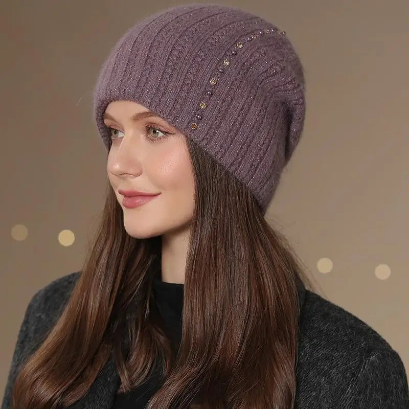 New Women Winter Hat Fashion Decorate Beanie Hat Warm Winter Cap For Female Casual Streetwear Knitted Hat