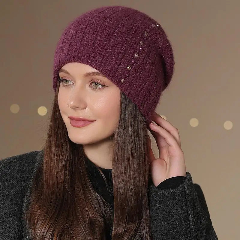 New Women Winter Hat Fashion Decorate Beanie Hat Warm Winter Cap For Female Casual Streetwear Knitted Hat