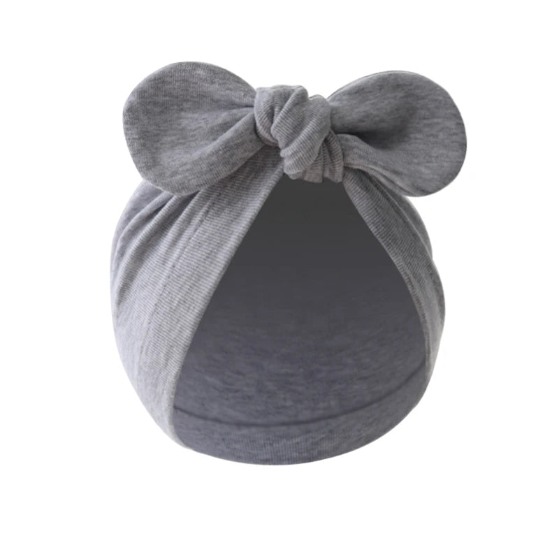 Pudcoco Baby Girls Turban Hat, Soft Elastic Cute Knotted Bow Hat Nursery Beanie Cap for Infant