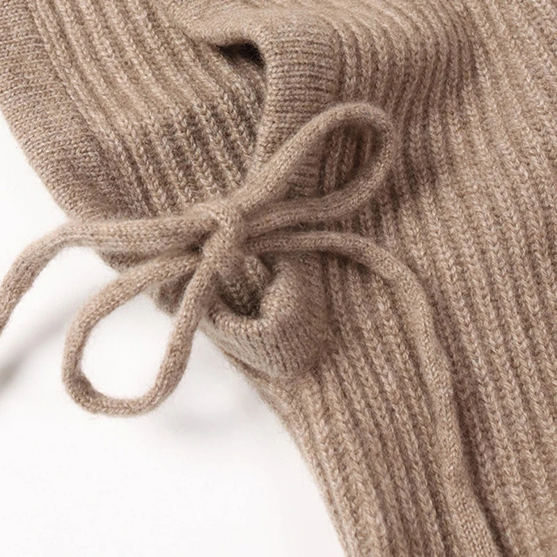 Cashmere Women's Winter Hat 100%Wool Soft Warm Balaclava Beanies Ear Face Neck Protect Dual-Use Fashion False Collar Hat Ski Cap