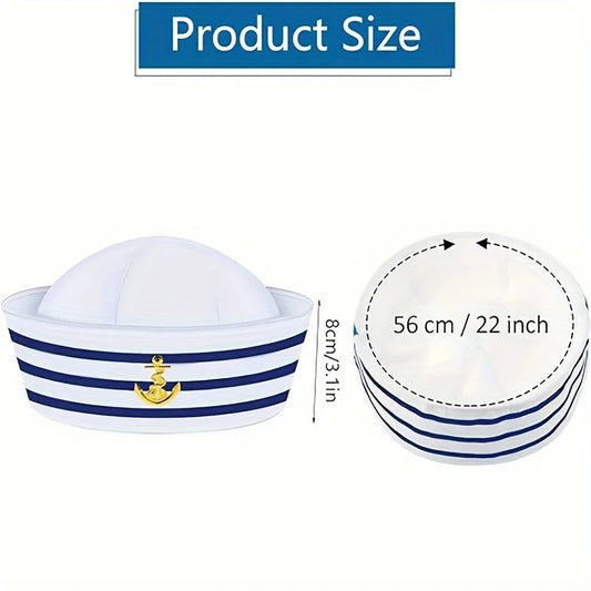 2/4/6PCS, Sailor hat, captain hat, navy hat, blue striped navy costume accessories, role-playing, beach party decoration